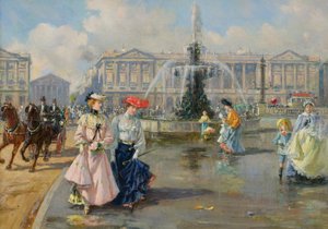 Place de la Concorde, 1872 körül (olaj, vászon) alkotó: Joaquín Pallarés Allustante