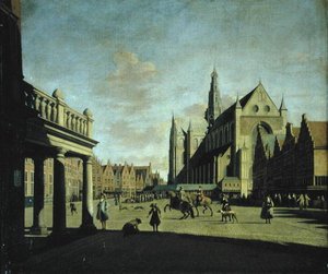 Haarlem piactér (olaj a panelen)