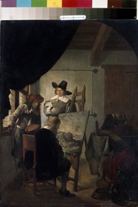 "Látogatás egy festő műtermében Hollandiában" (Látogatás egy művész műtermében) Job Adriaensz Berckheyde festménye (1630-1693) 1659 Ermitázs Múzeum, Szentpétervár, Oroszország.