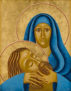 Pieta, 2004 (tojástempera és 24k arany fára)