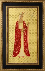 Saint Helena, 2014 (tojástempera és 24k arany, fára) alkotó: Jodi Simmons