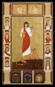 Szent Thekla, 2014 (tojástempera és 24k arany, fa) alkotó: Jodi Simmons