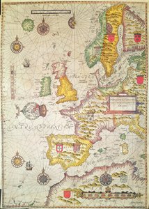 Az általános gondozás és leírás Európa tengeri partjairól és a navigációról ebben a könyvben (kézzel színezett gravírozás)