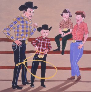 Cowboy Family, 2001 (olaj és akril a panelen) alkotó: Joe Heaps Nelson