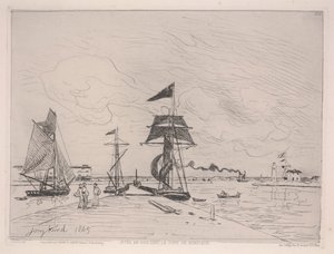 Fa móló Honfleur kikötőjében alkotó: Johan Barthold Jongkind