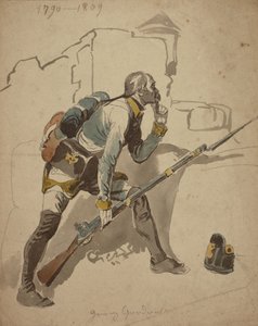 Egy közlegény gyalogság (valószínűleg 27. ezred, Hesse Cassell), 1790-1809 (akvarell)