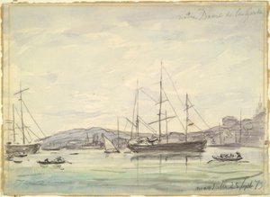Kikötői jelenet, Marseille alkotó: Johan Barthold Jongkind