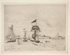 Fa móló Honfleur kikötőjében alkotó: Johan Barthold Jongkind