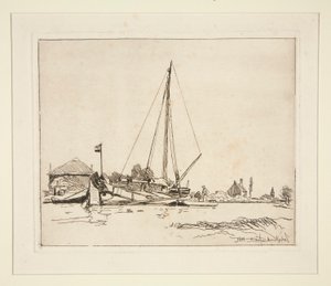 La Barque amarr?e (A kikötött hajó) alkotó: Johan-Barthold Jongkind