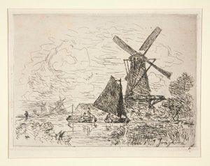 Malmok Hollandiában (Mills in Holland) alkotó: Johan-Barthold Jongkind