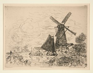 Malmok Hollandiában (Mills in Holland) alkotó: Johan Barthold Jongkind