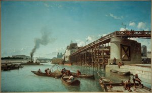 Párizs, kikötői híd a Szajnán (Le Pont de l’Estacade) alkotó: Johan Barthold Jongkind