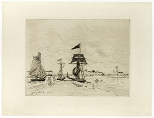 Kikötő Honfleur kikötőjében alkotó: Johan Barthold Jongkind