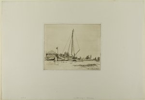The Moored Boat, a hat metszetből álló könyvből, Hollandia látképei alkotó: Johan Barthold Jongkind
