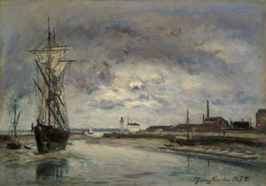 Honfleur kikötője alkotó: Johan Barthold Jongkind