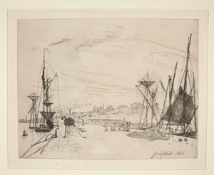 Kilátás a kikötőből a vasútra? Honfleur (kilátás a kikötőre a honfleuri vasútról) alkotó: Johan Barthold Jongkind