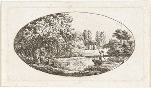 Tó egy templommal, a másik oldalon szoborral alkotó: Johan Christiaan Willem Safft