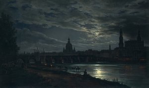 Drezda kilátása holdfényben, 1839