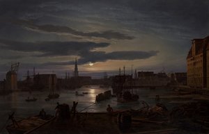 Koppenhágai kikötő a Holdfény által, 1846. alkotó: Johan Christian Dahl