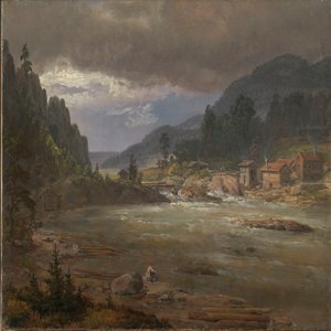 Hellefossen Hokksund közelében alkotó: Johan Christian Dahl