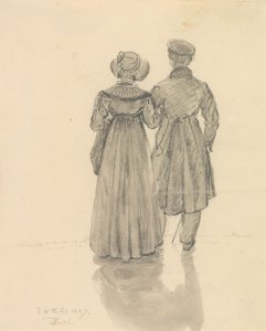 Hátulról látható férfi és nő alkotó: Johan Christian Dahl