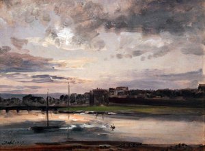 Az Elba és a Drezda Neustadt az esti fényben / Elba és a Neustadt part Drezdában az esti fényben alkotó: Johan Christian Dahl