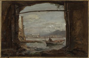 Kilátás egy Posillipo melletti barlangból alkotó: Johan Christian Dahl