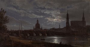 Drezda látképe holdfényben alkotó: Johan Christian Dahl