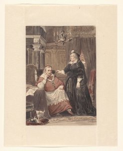 Két személy egy belső térben, valószínűleg Maria de Medici és de Richelieu bíboros alkotó: Johan Coenraad Leich (signed by artist)