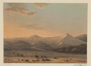 Kilátás a Bromo vulkánra Bromo tűzokádó hegye 1856-ban (Probolingo rezidencia) (cím a tárgyon)