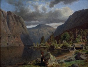 Ember a fjord tájban