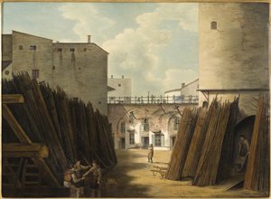 A régi vasmérlegek Slussenben, Stockholmban, 1820-30 körül alkotó: Johan Fredrik Julin
