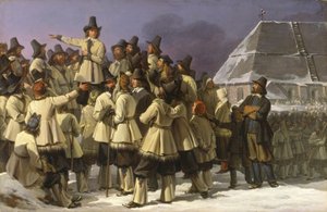 Gustav Vasa svéd király a dalarnai férfiakhoz fordul Morában, 1836
