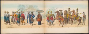 A delfti hallgatók maskarádéja, 1857 (9. tábla) A delfti diáktestület tagjai által 1857. május 5-én tartott jelmezes felvonulás a djokjokartai szultán garebeg körmenetét és a legjellemzőbb holland típusokat ábrázolva.