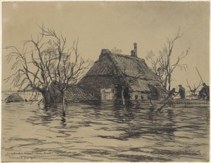 Elárasztott farm Alsó-Asseltben (Land van Maas en Waal) alkotó: Johan Hendrik van Mastenbroek