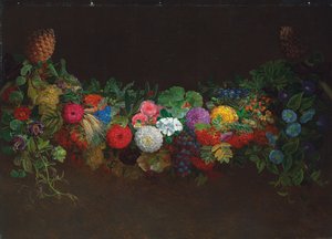 Gyümölcsök és virágok csodálatos füzére, 1840 alkotó: Johan Laurents Jensen