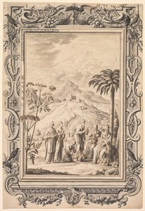 Illusztráció és szegélyterv a Kupfer-Bibel Copper Bible számára, c. 1730. alkotó: Johan Melchior Füssli