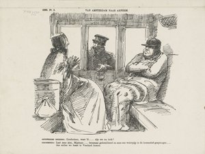 Rajzfilm a sok balesetről a Rhijnspoorwegben, 1866 Amszterdamból Arnhembe (cím a tárgyon)