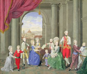 Lipót Péter, toszkánai nagyherceg (1747-92), később II. Lipót, római római császár családja, 1782 körül alkotó: Johan Moll