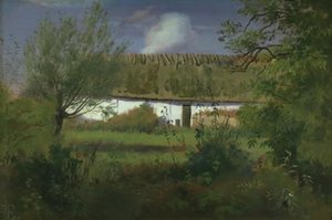 Farm épület a napon alkotó: Johan Thomas Lundbye
