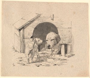 A kiskutya. Illusztráció Kaalund "Fables for Children" című művéhez. Lásd a lapkatalógus megjegyzését. alkotó: Johan Thomas Lundbye