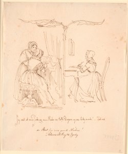 Kétrészes produkció t.v.-vel. két levelet olvasó hölgy, t.h. egy levélíró hölgy alkotó: Johan Thomas Lundbye