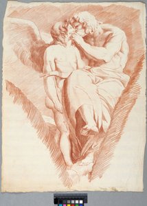 Akademiezeichnung. Raffaels "Jupiter küsst Amor" in der Loggia der Villa Farnesina in Rom