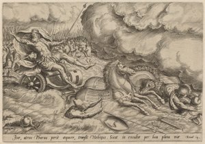 A Vörös-tenger átkelése alkotó: Johan Wierix, after Maarten van Cleef