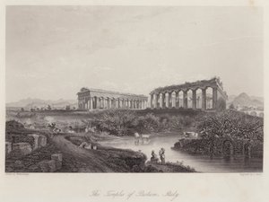 Paestum templomai, Olaszország (metszet) alkotó: Johan Wolfensberger