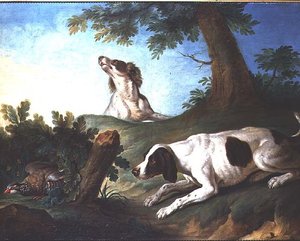 A spánielek fogolyt raknak fel alkotó: Johann Michael Baader