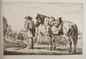 Egy szlovák a lovával egy folyó mellett alkotó: Johann Adam Klein
