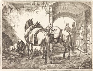Kozák lovak az udvaron alkotó: Johann Adam Klein
