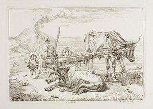 Nápolyban (ökrök és egy szekér Nápolyban) alkotó: Johann Adam Klein