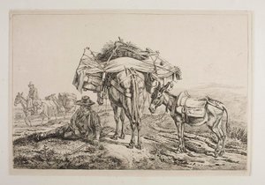 Megpakolt öszvér a Campagnában alkotó: Johann Adam Klein